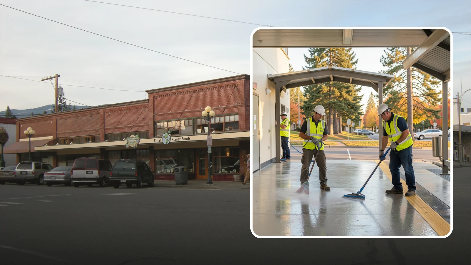 Transit Facility Cleaning in Sedro-Woolley, Skagit County, WA - We pressure wash transit centers, shelters, and platforms to maintain clean, safe public transportation spaces in Western...