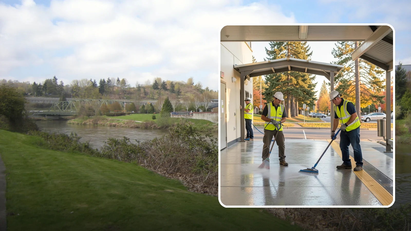 Transit Facility Cleaning in Tukwila, King County, WA - We pressure wash transit centers, shelters, and platforms to maintain clean, safe public transportation spaces in Western...