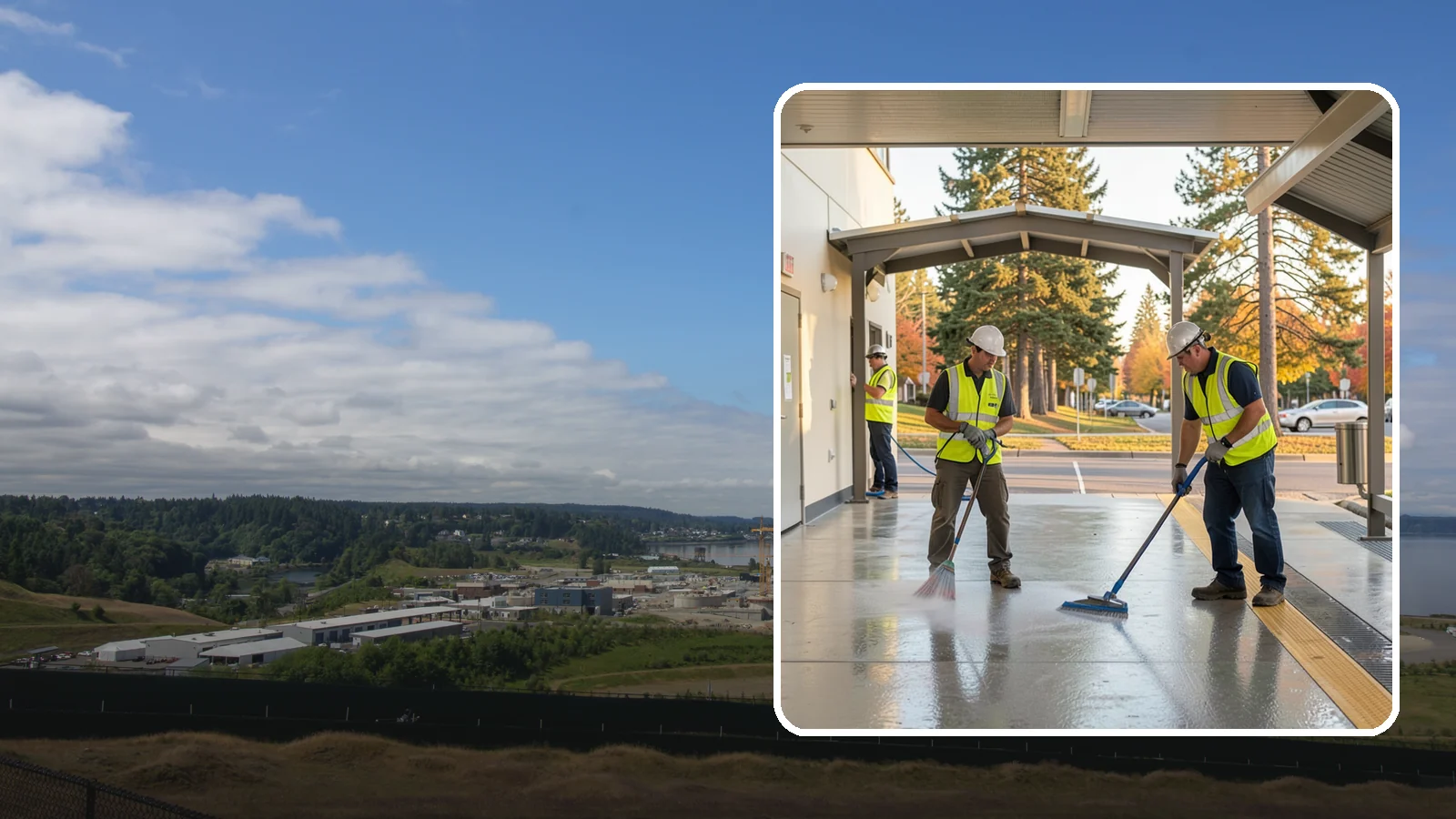 Transit Facility Cleaning in University Place, Pierce County, WA - We pressure wash transit centers, shelters, and platforms to maintain clean, safe public transportation spaces in Western...