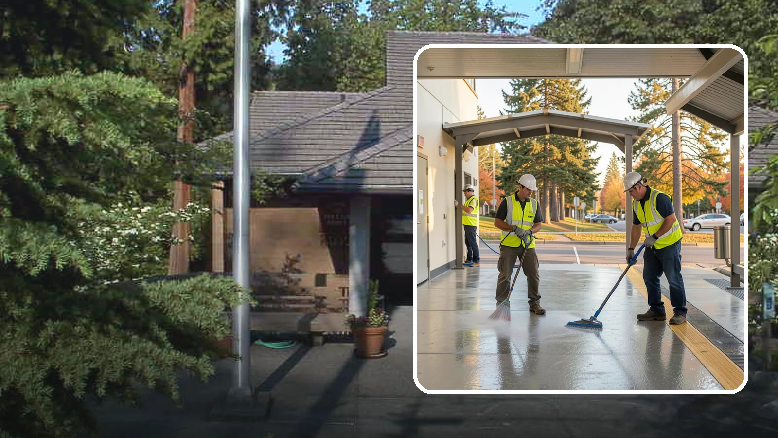 Transit Facility Cleaning in Yarrow Point, King County, WA - We pressure wash transit centers, shelters, and platforms to maintain clean, safe public transportation spaces in Western...