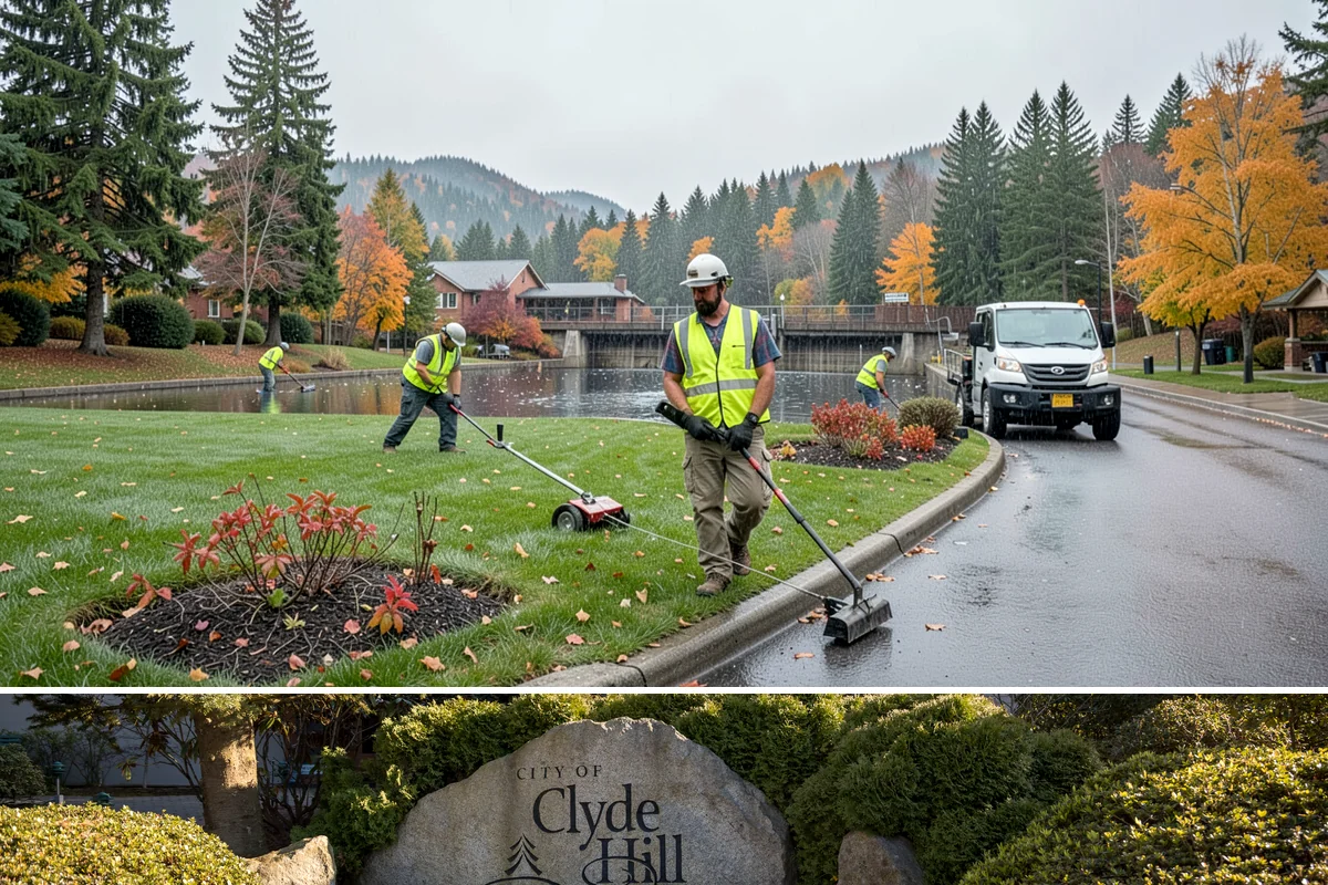 Transit Facility Grounds Maintenance in Clyde Hill, King County, WA - Leaf and debris management peak in autumn when falling foliage threatens platform slip hazards and drain blockages.