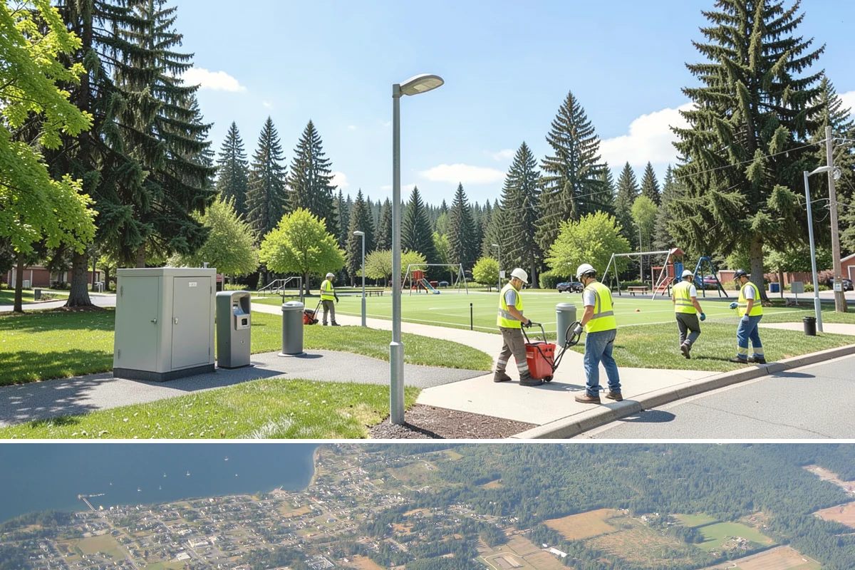 Transit Facility Grounds Maintenance in Coupeville, Island County, WA - Leaf and debris management peak in autumn when falling foliage threatens platform slip hazards and drain blockages.