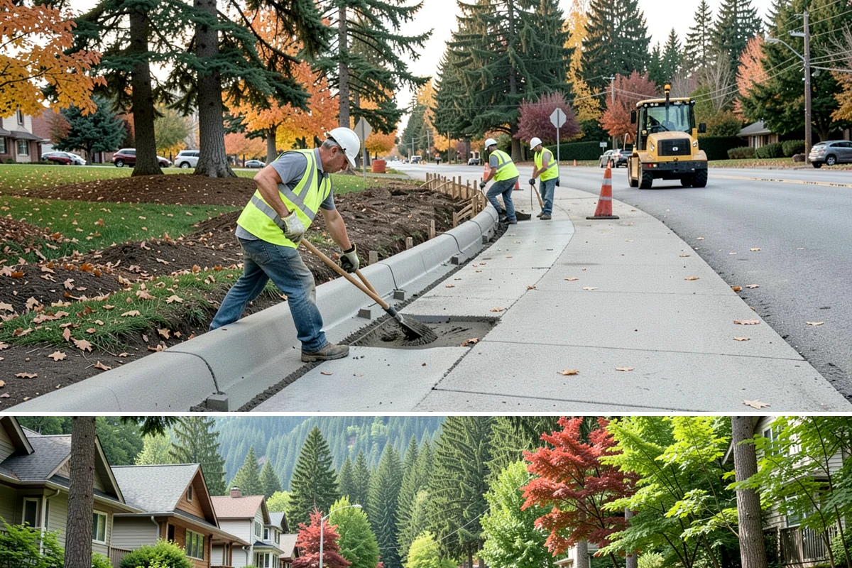 Transit Facility Grounds Maintenance in Darrington, Snohomish County, WA - Leaf and debris management peak in autumn when falling foliage threatens platform slip hazards and drain blockages.