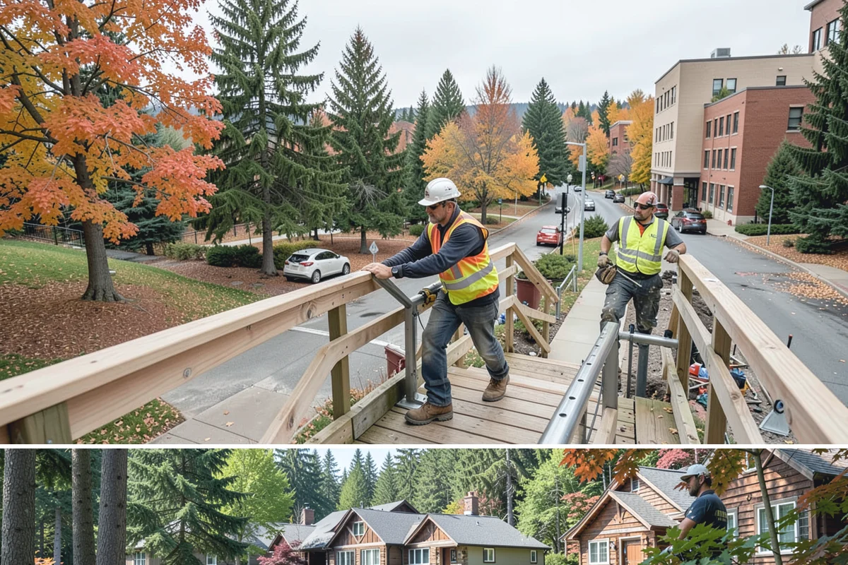 Transit Facility Grounds Maintenance in Edgewood, Pierce County, WA - Leaf and debris management peak in autumn when falling foliage threatens platform slip hazards and drain blockages.