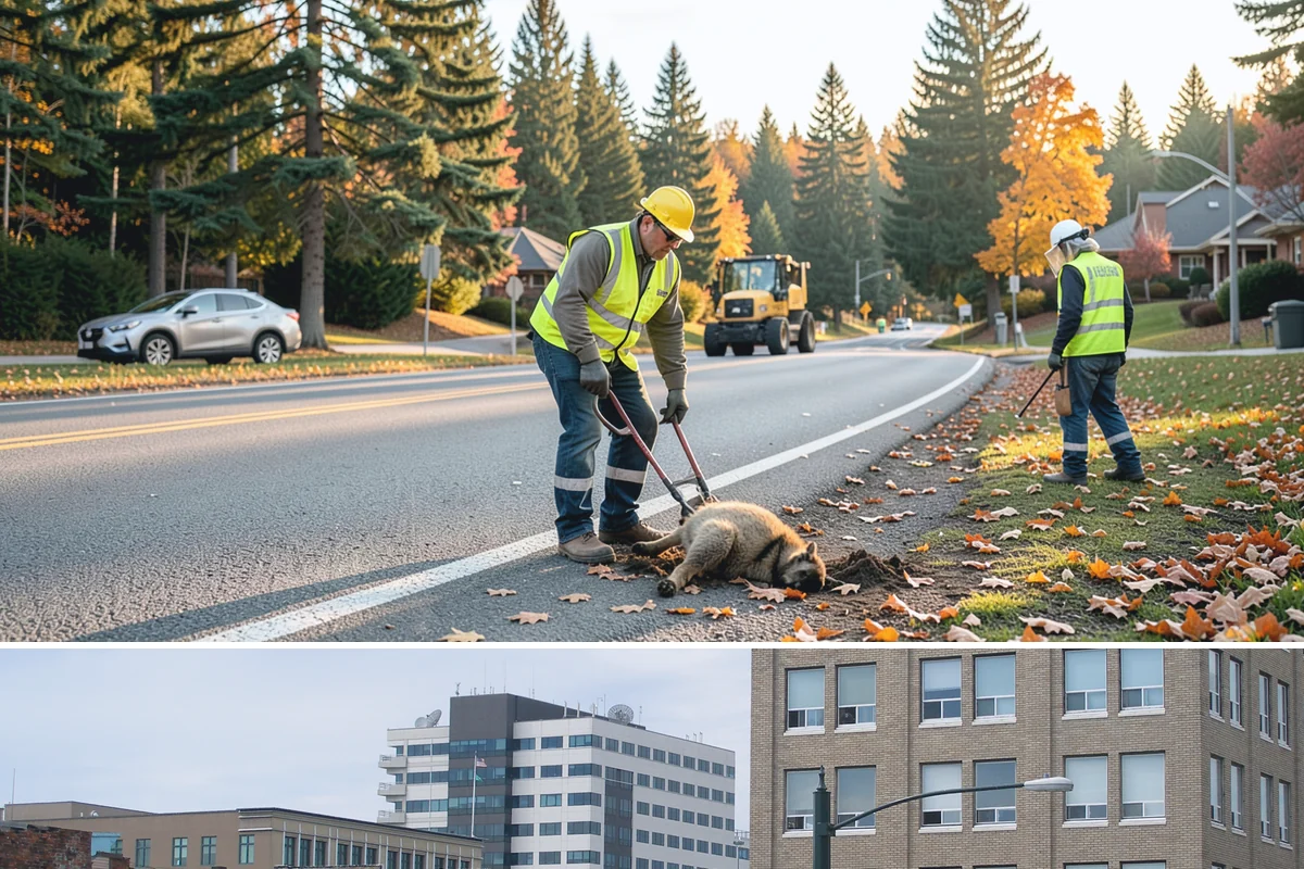 Transit Facility Grounds Maintenance in Everett, Snohomish County, WA - Leaf and debris management peak in autumn when falling foliage threatens platform slip hazards and drain blockages.