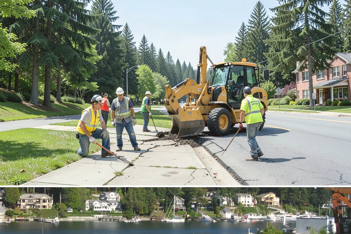 Transit Facility Grounds Maintenance in Gig Harbor, Pierce County, WA - Leaf and debris management peak in autumn when falling foliage threatens platform slip hazards and drain blockages.