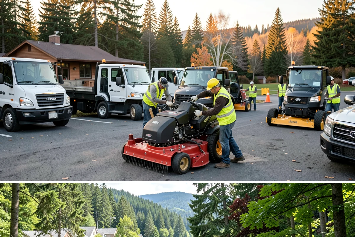 Transit Facility Grounds Maintenance in Lake Forest Park, King County, WA - Leaf and debris management peak in autumn when falling foliage threatens platform slip hazards and drain blockages.
