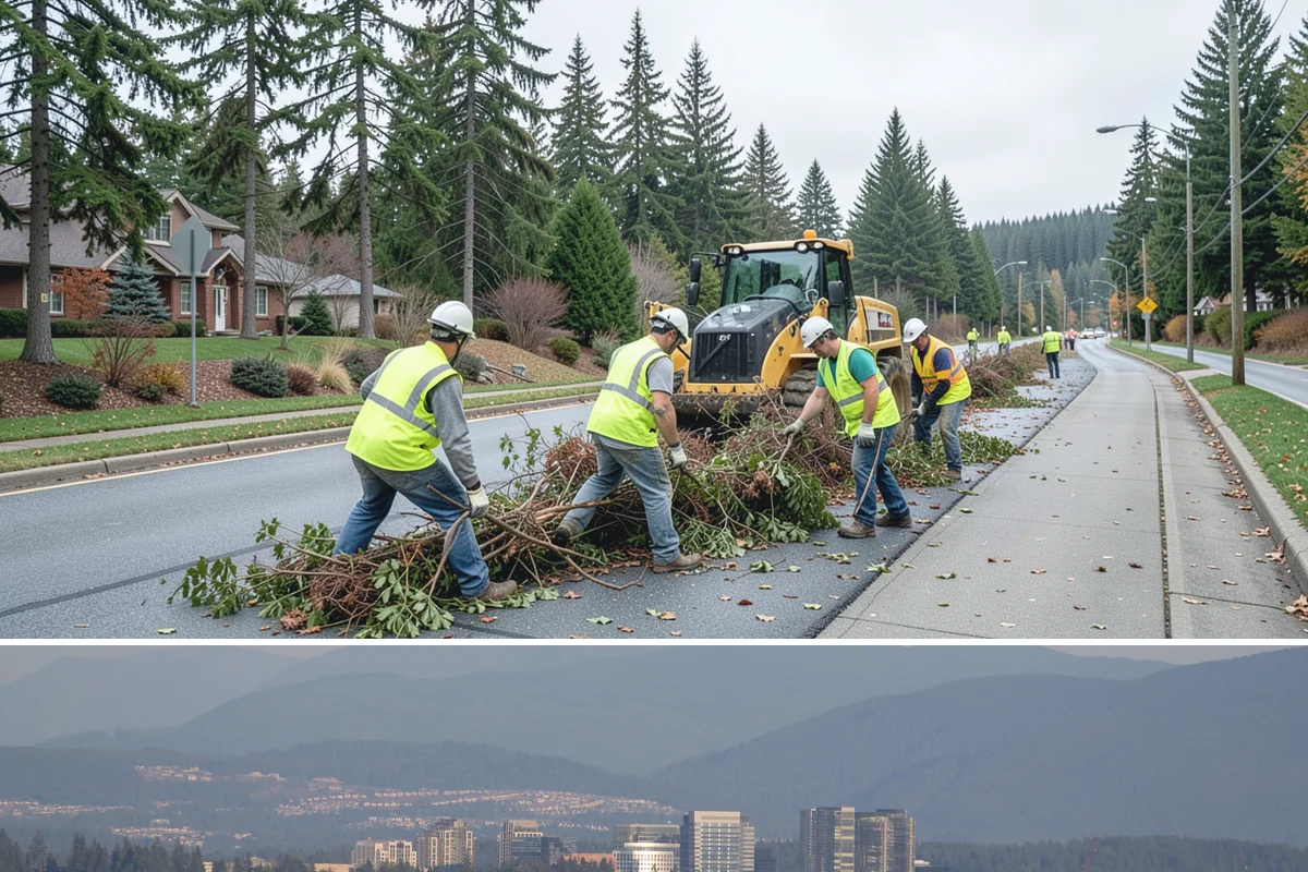 Transit Facility Grounds Maintenance in Medina, King County, WA - Leaf and debris management peak in autumn when falling foliage threatens platform slip hazards and drain blockages.