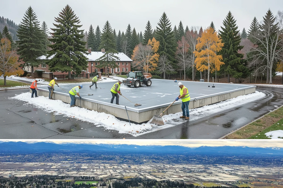 Transit Facility Grounds Maintenance in SeaTac, King County, WA - Leaf and debris management peak in autumn when falling foliage threatens platform slip hazards and drain blockages.