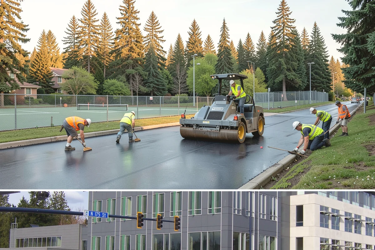 Transit Facility Grounds Maintenance in Shoreline, King County, WA - Leaf and debris management peak in autumn when falling foliage threatens platform slip hazards and drain blockages.