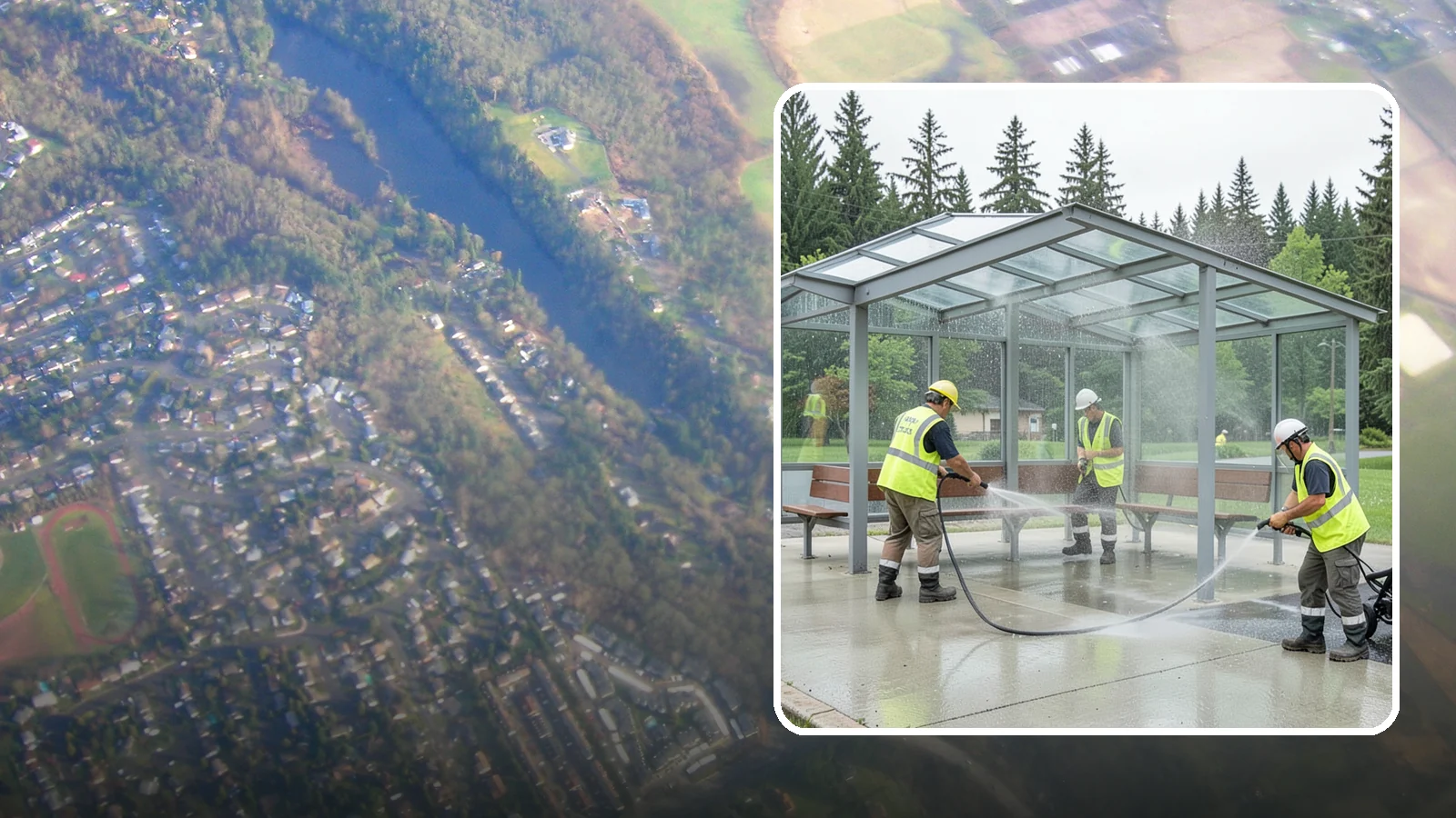 Transit Shelter Washing in Algona, King County, WA - Wash transit shelters inside and out, including glass, roofs, and seating, for a clean and safe waiting environment.