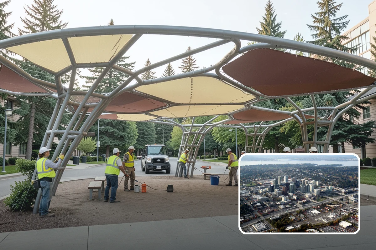 Transit Shelter Washing in Bellevue, King County, WA - Restores clear glazing and improves rider sightlines and comfort