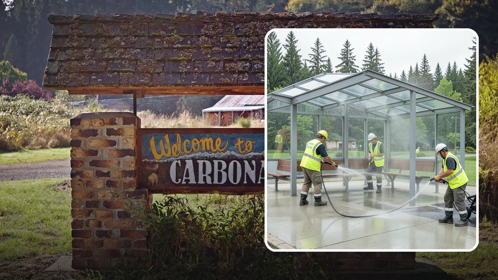 Transit Shelter Washing in Carbonado, Pierce County, WA - Wash transit shelters inside and out, including glass, roofs, and seating, for a clean and safe waiting environment.