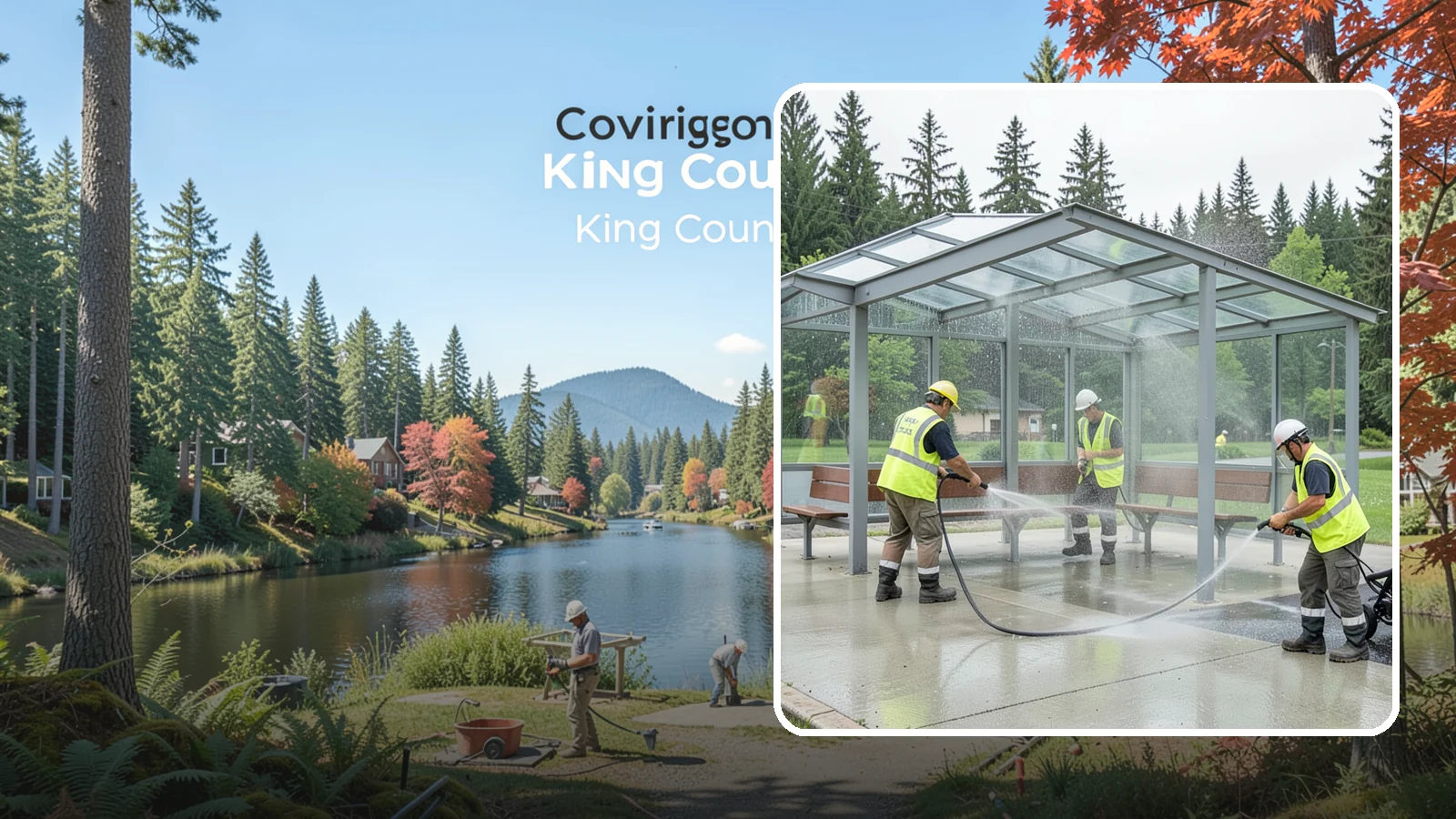 Transit Shelter Washing in Covington, King County, WA - Wash transit shelters inside and out, including glass, roofs, and seating, for a clean and safe waiting environment.
