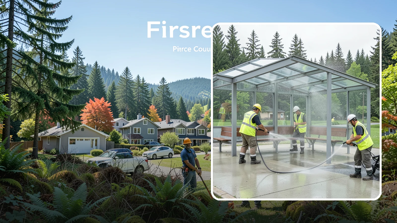 Transit Shelter Washing in Fircrest, Pierce County, WA - Wash transit shelters inside and out, including glass, roofs, and seating, for a clean and safe waiting environment.