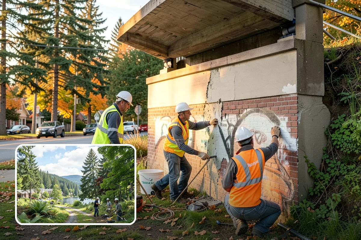 Transit Shelter Washing in Lake Forest Park, King County, WA - Restores clear glazing and improves rider sightlines and comfort
