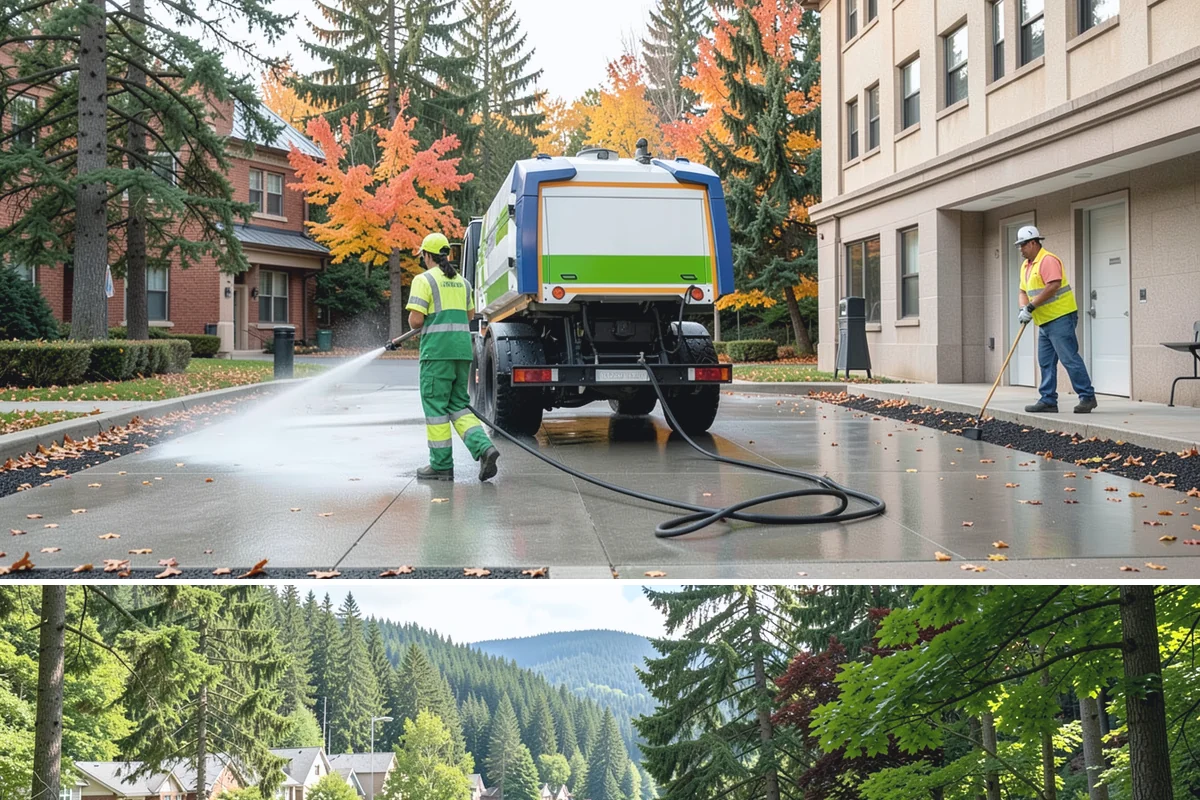 Transit Shelter Washing in Lake Forest Park, King County, WA - Shelter washing is effective year-round, but roof moss and algae treatment yields the best results scheduled for spring and again...