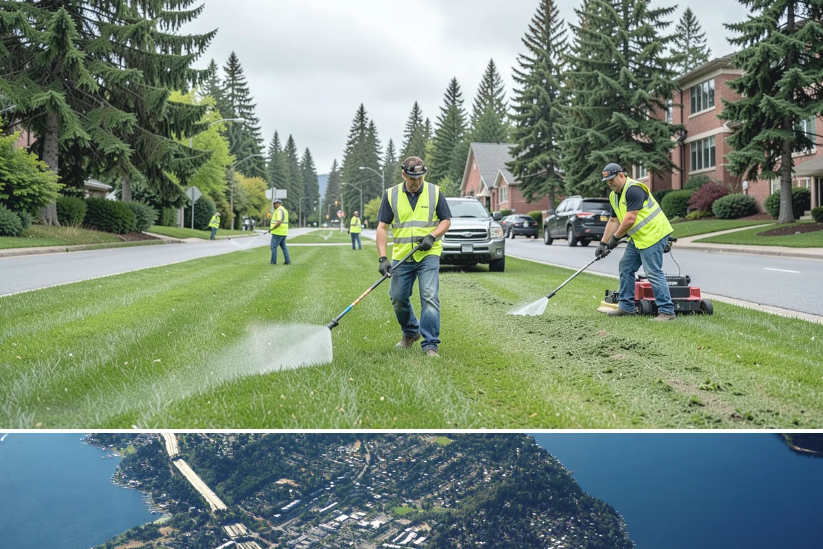 Transit Shelter Washing in Mercer Island, King County, WA - Shelter washing is effective year-round, but roof moss and algae treatment yields the best results scheduled for spring and again...