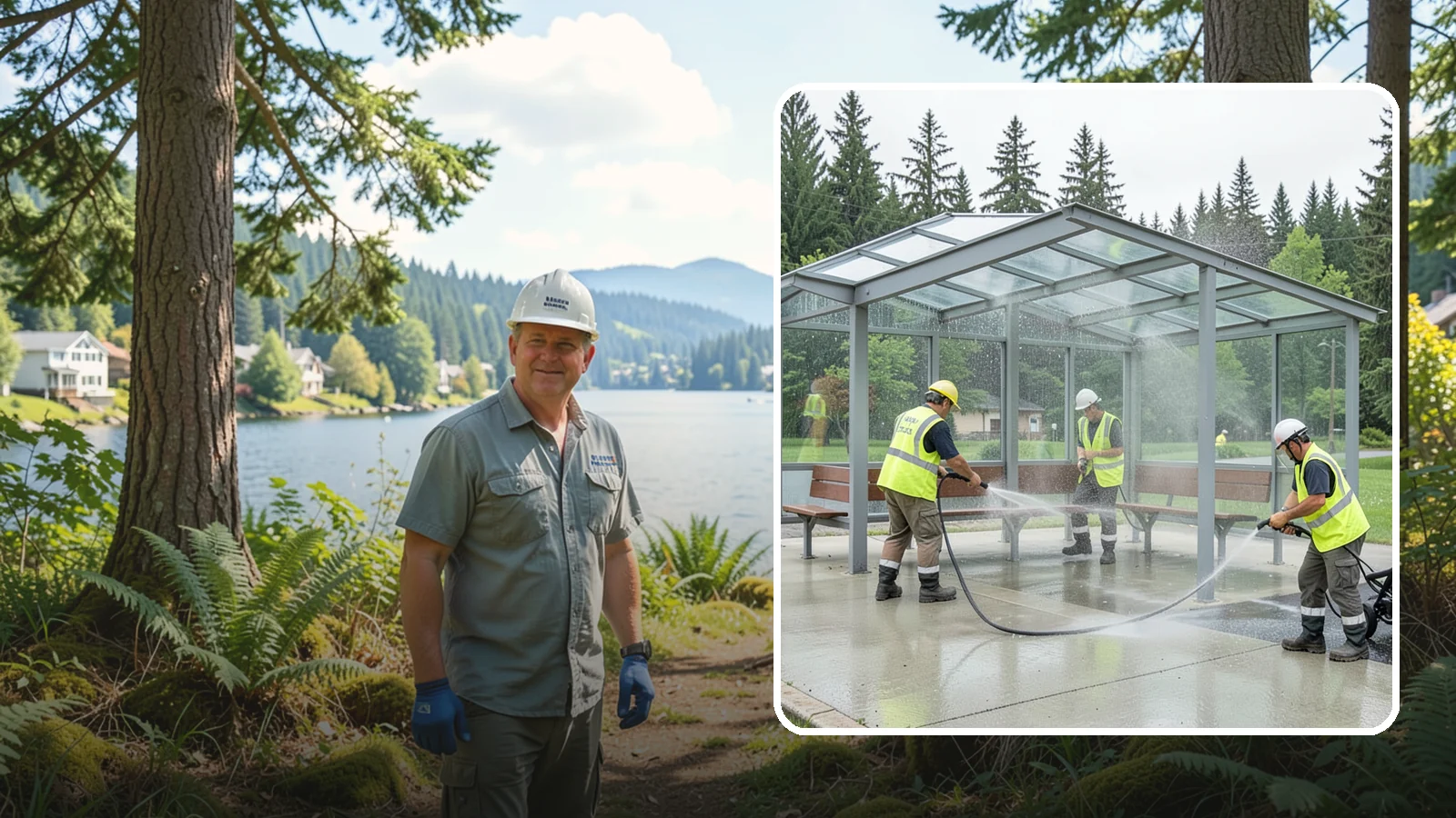 Transit Shelter Washing in Milton, King County, WA - Wash transit shelters inside and out, including glass, roofs, and seating, for a clean and safe waiting environment.