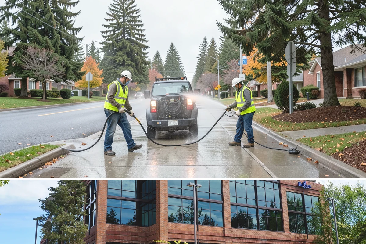 Transit Shelter Washing in Mountlake Terrace, Snohomish County, WA - Shelter washing is effective year-round, but roof moss and algae treatment yields the best results scheduled for spring and again...