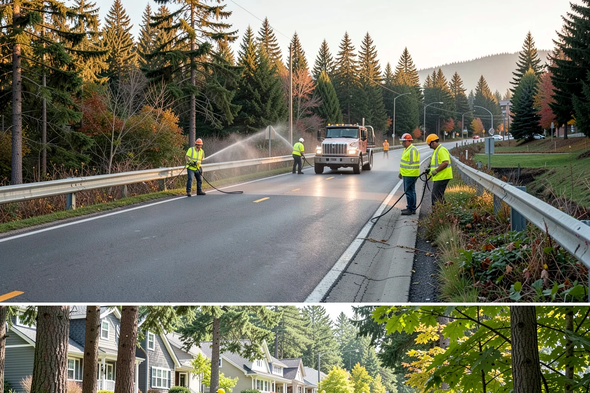 Transit Shelter Washing in Normandy Park, King County, WA - Shelter washing is effective year-round, but roof moss and algae treatment yields the best results scheduled for spring and again...