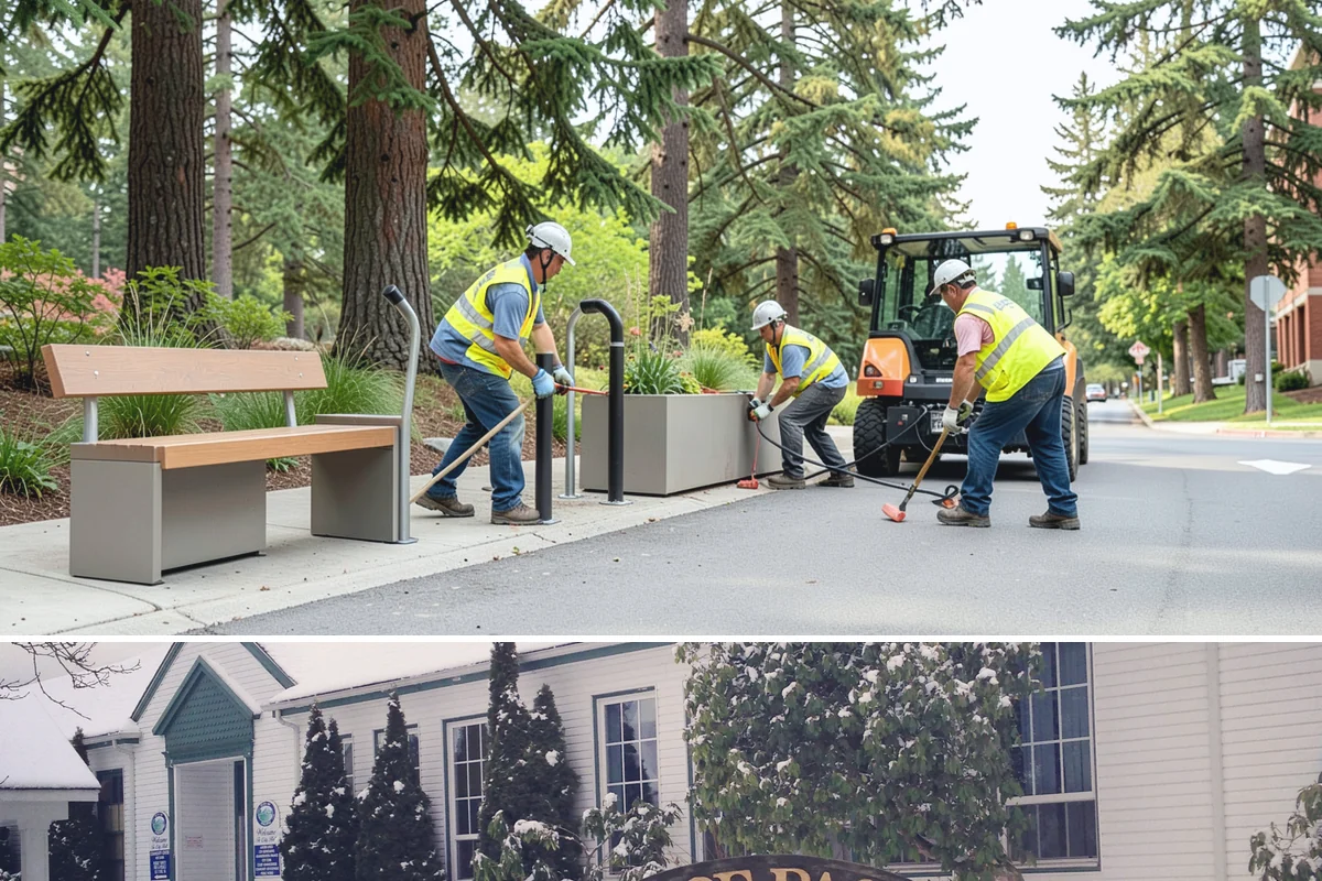 Transit Shelter Washing in Pacific, King County, WA - Shelter washing is effective year-round, but roof moss and algae treatment yields the best results scheduled for spring and again...