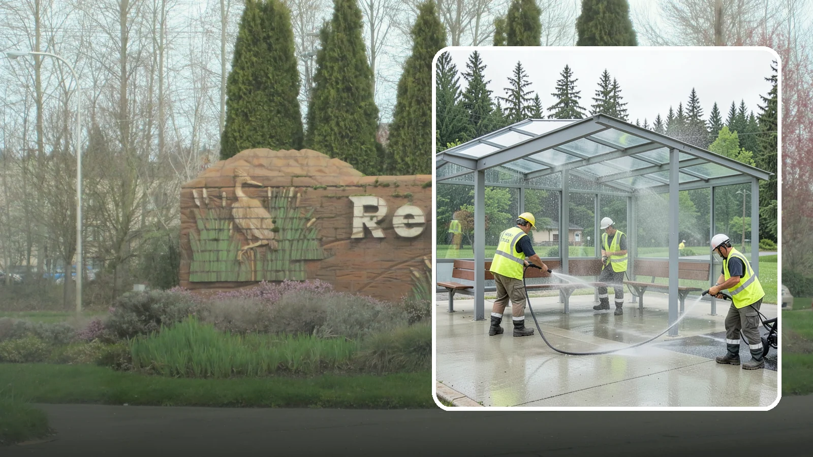 Transit Shelter Washing in Renton, King County, WA - Wash transit shelters inside and out, including glass, roofs, and seating, for a clean and safe waiting environment.