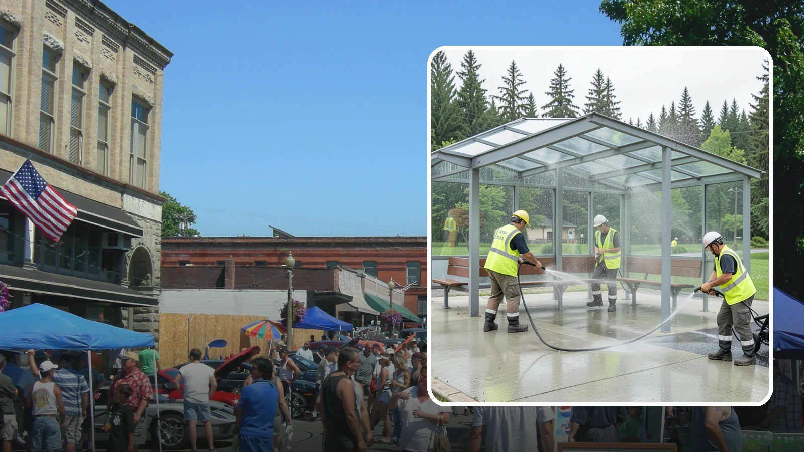 Transit Shelter Washing in Snohomish, Snohomish County, WA - Wash transit shelters inside and out, including glass, roofs, and seating, for a clean and safe waiting environment.