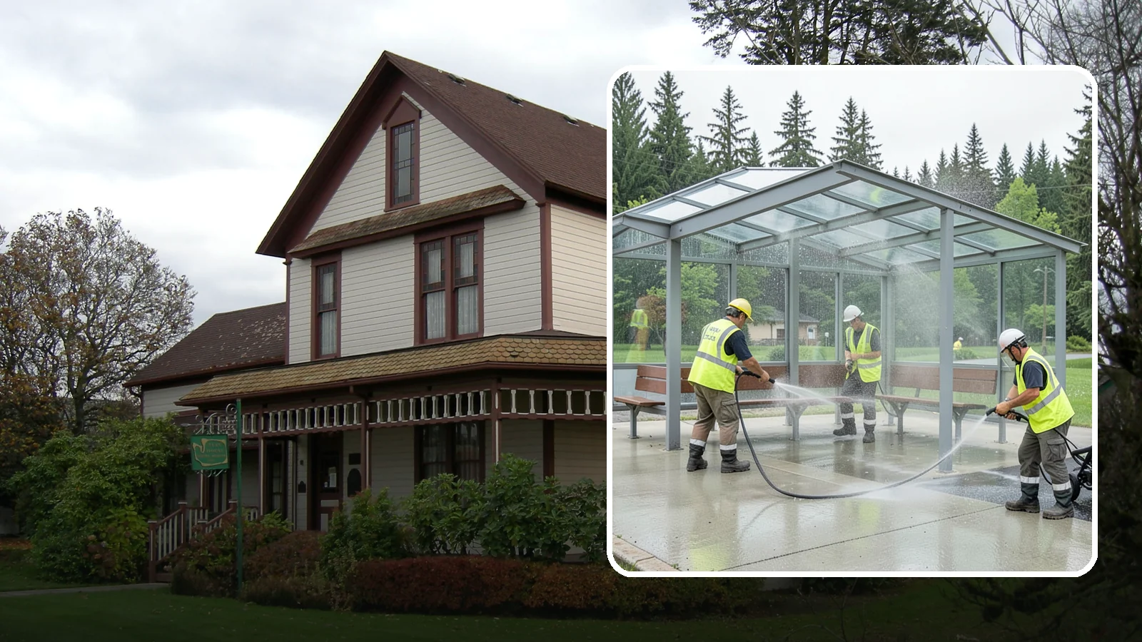 Transit Shelter Washing in Sumner, Pierce County, WA - Wash transit shelters inside and out, including glass, roofs, and seating, for a clean and safe waiting environment.