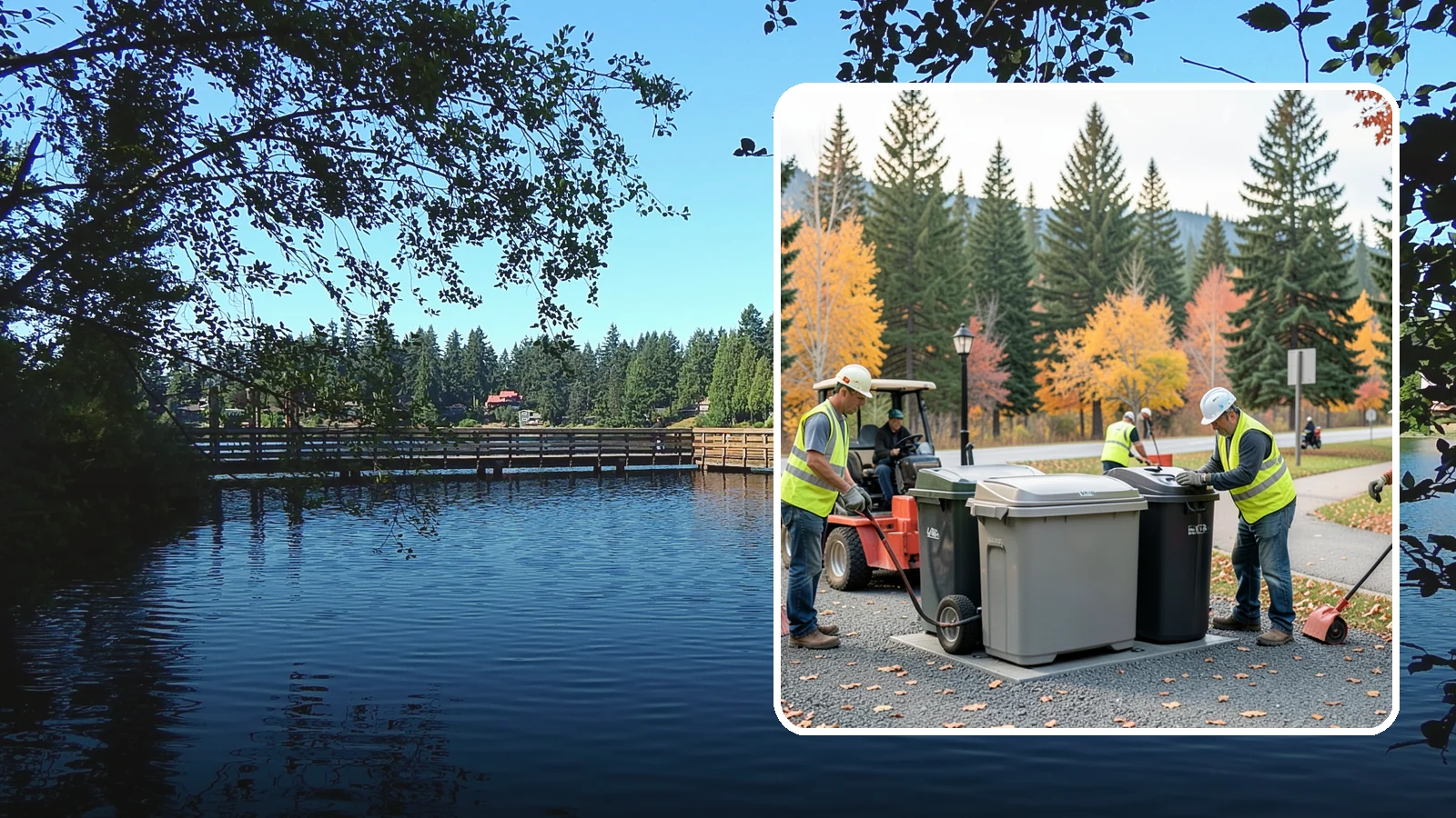 Trash Can Installation in Federal Way, King County, WA - We install anchored waste receptacles with animal-resistant lids at parks, trails, and streetscapes.