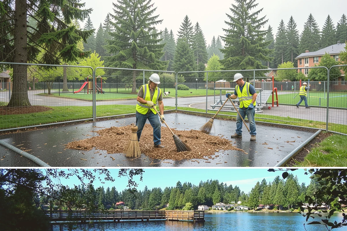 Trash Can Installation in Federal Way, King County, WA - Installations run year-round, often expanded ahead of the busy summer park season when litter volumes peak.