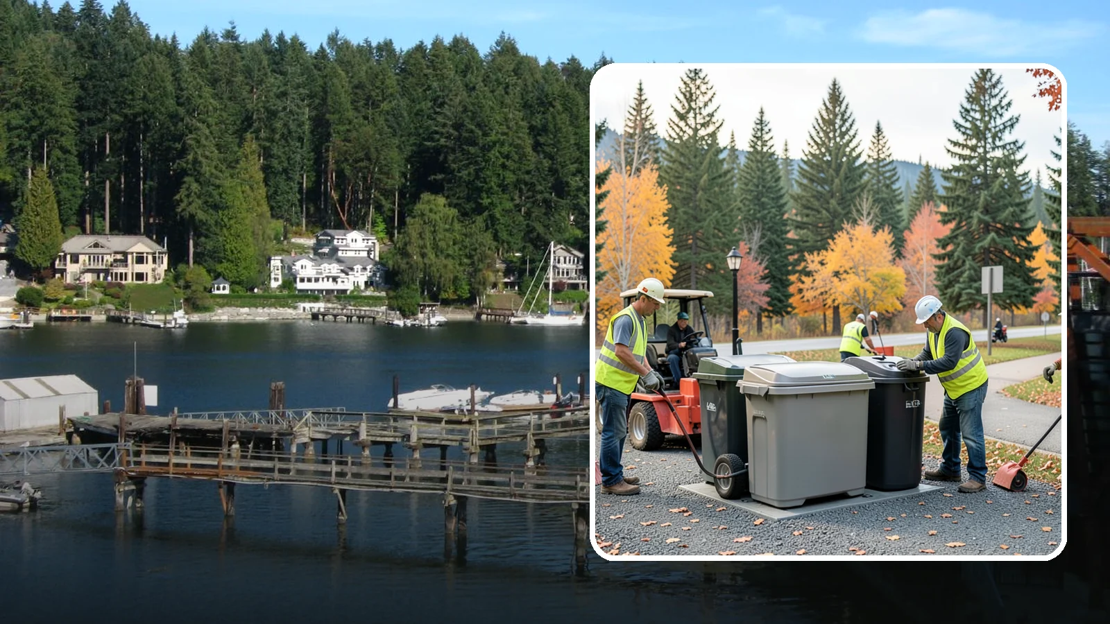 Trash Can Installation in Gig Harbor, Pierce County, WA - We install anchored waste receptacles with animal-resistant lids at parks, trails, and streetscapes.