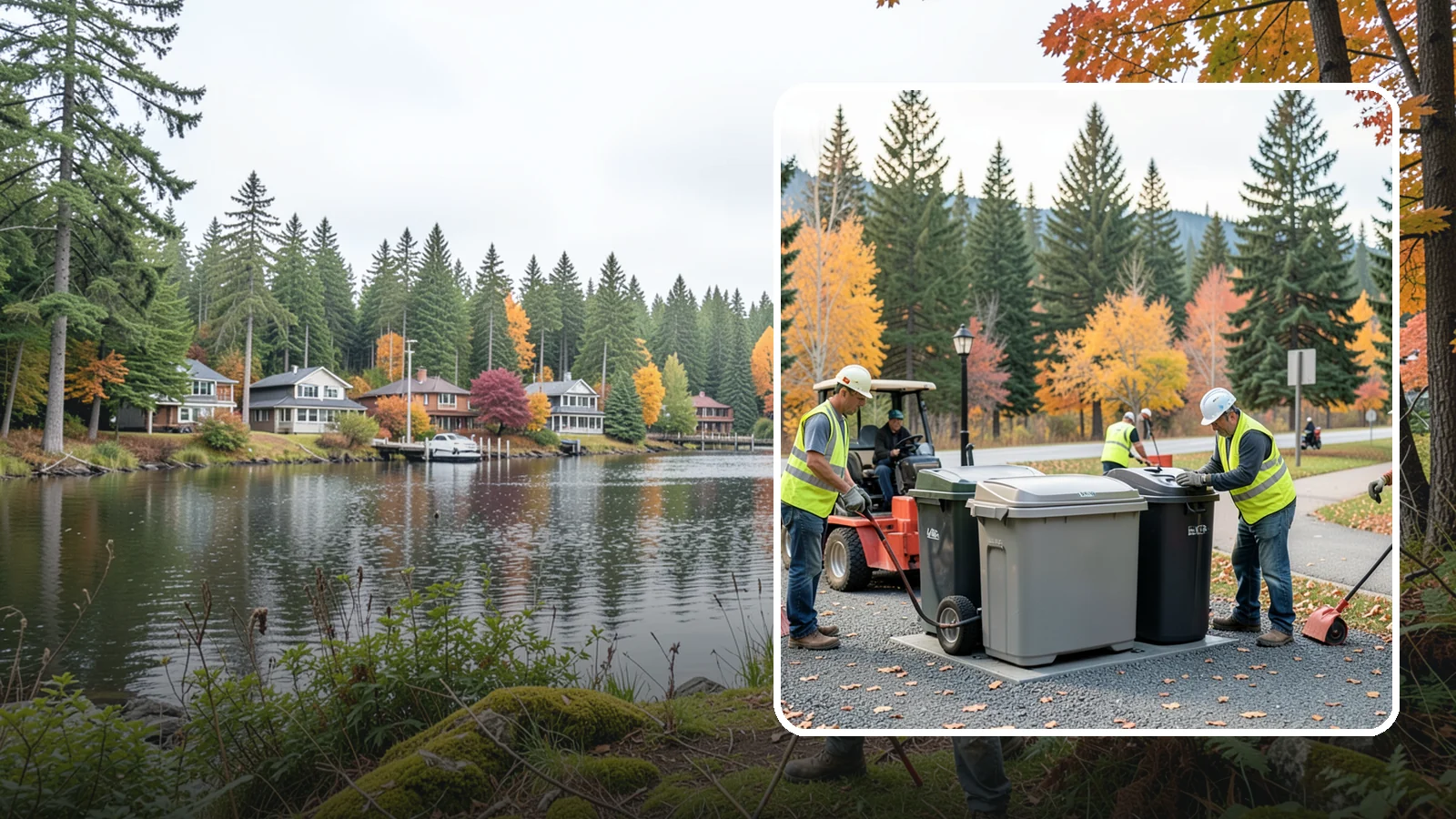 Trash Can Installation in La Conner, Skagit County, WA - We install anchored waste receptacles with animal-resistant lids at parks, trails, and streetscapes.