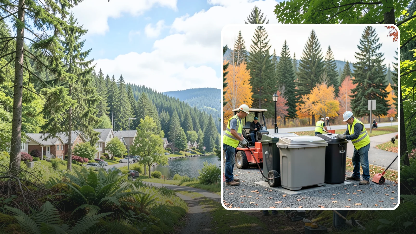 Trash Can Installation in Lake Forest Park, King County, WA - We install anchored waste receptacles with animal-resistant lids at parks, trails, and streetscapes.