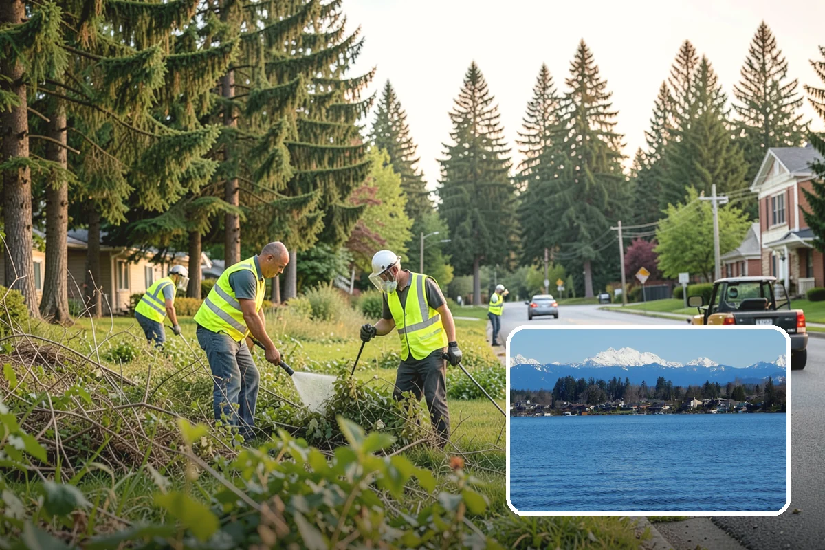 Trash Can Installation in Lake Stevens, Snohomish County, WA - Reduces litter by placing receptacles where the public needs them