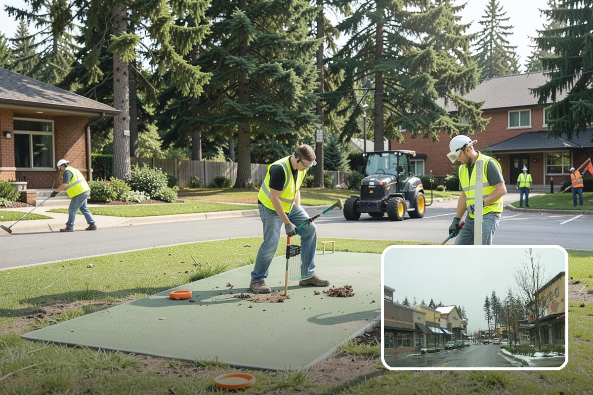 Trash Can Installation in Mill Creek, Snohomish County, WA - Reduces litter by placing receptacles where the public needs them