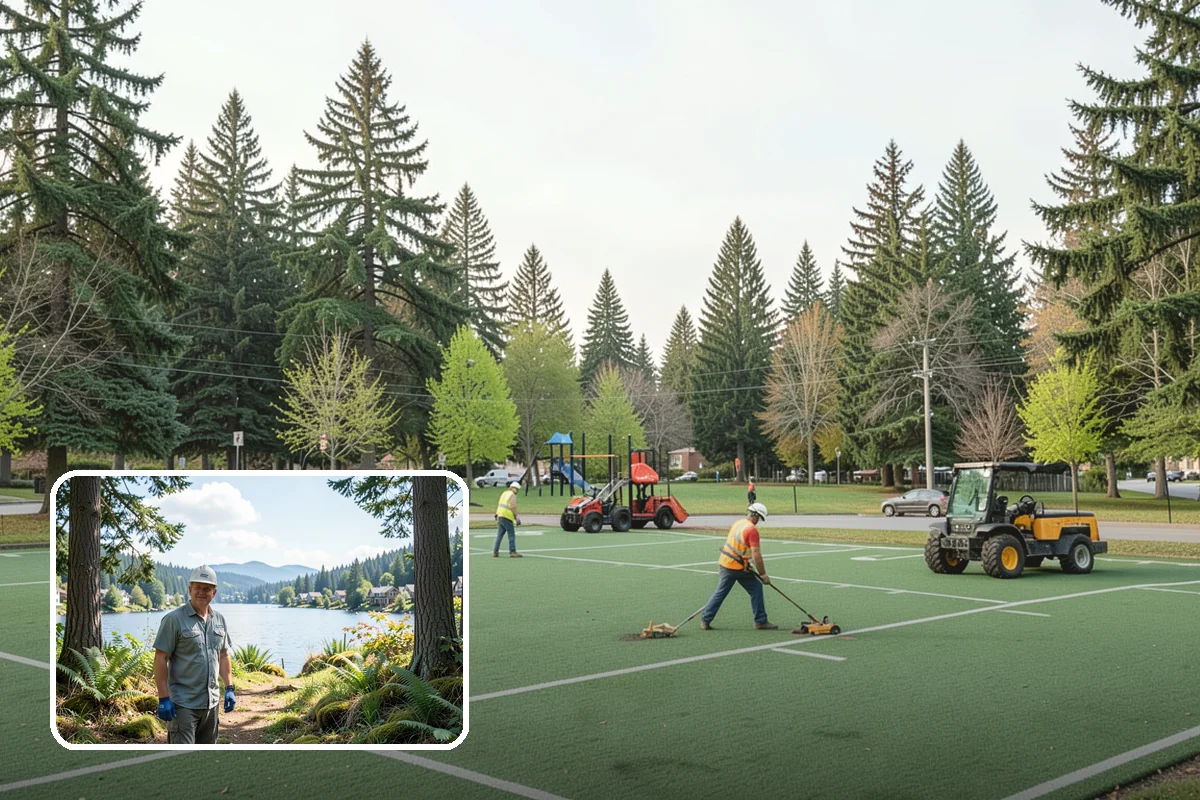 Trash Can Installation in Milton, King County, WA - Reduces litter by placing receptacles where the public needs them