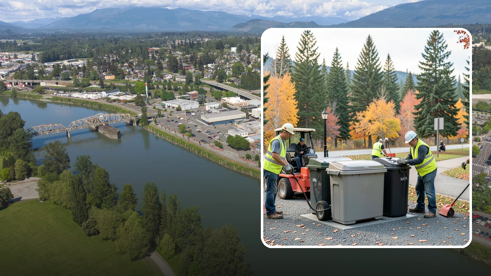 Trash Can Installation in Mount Vernon, Skagit County, WA - We install anchored waste receptacles with animal-resistant lids at parks, trails, and streetscapes.