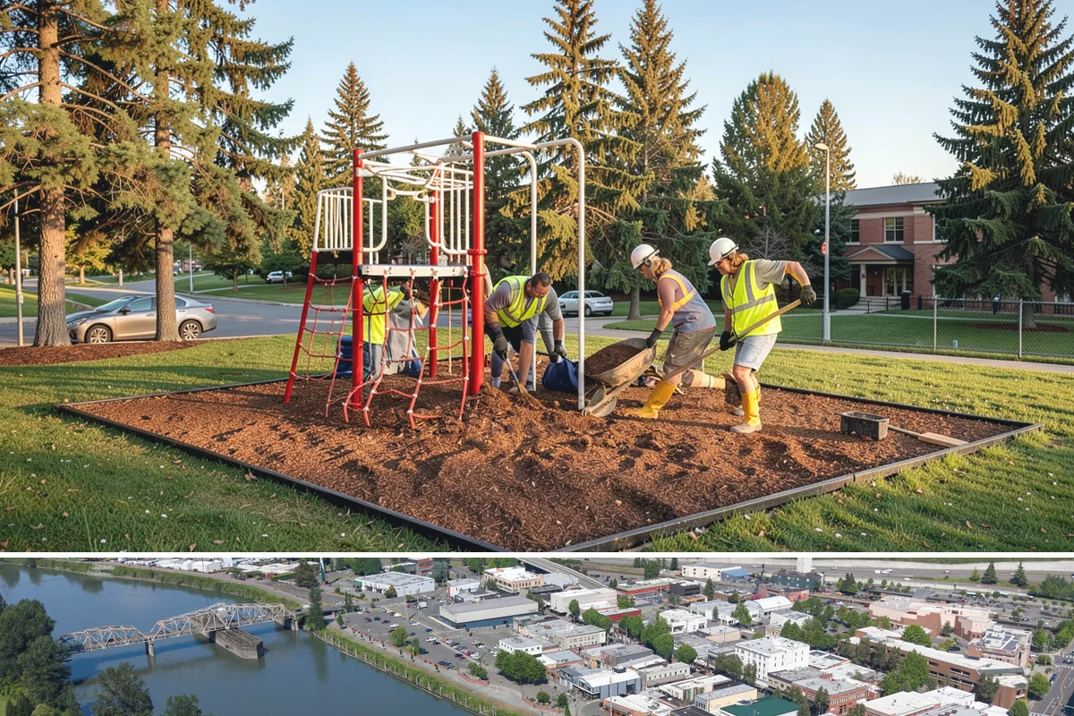 Trash Can Installation in Mount Vernon, Skagit County, WA - Installations run year-round, often expanded ahead of the busy summer park season when litter volumes peak.