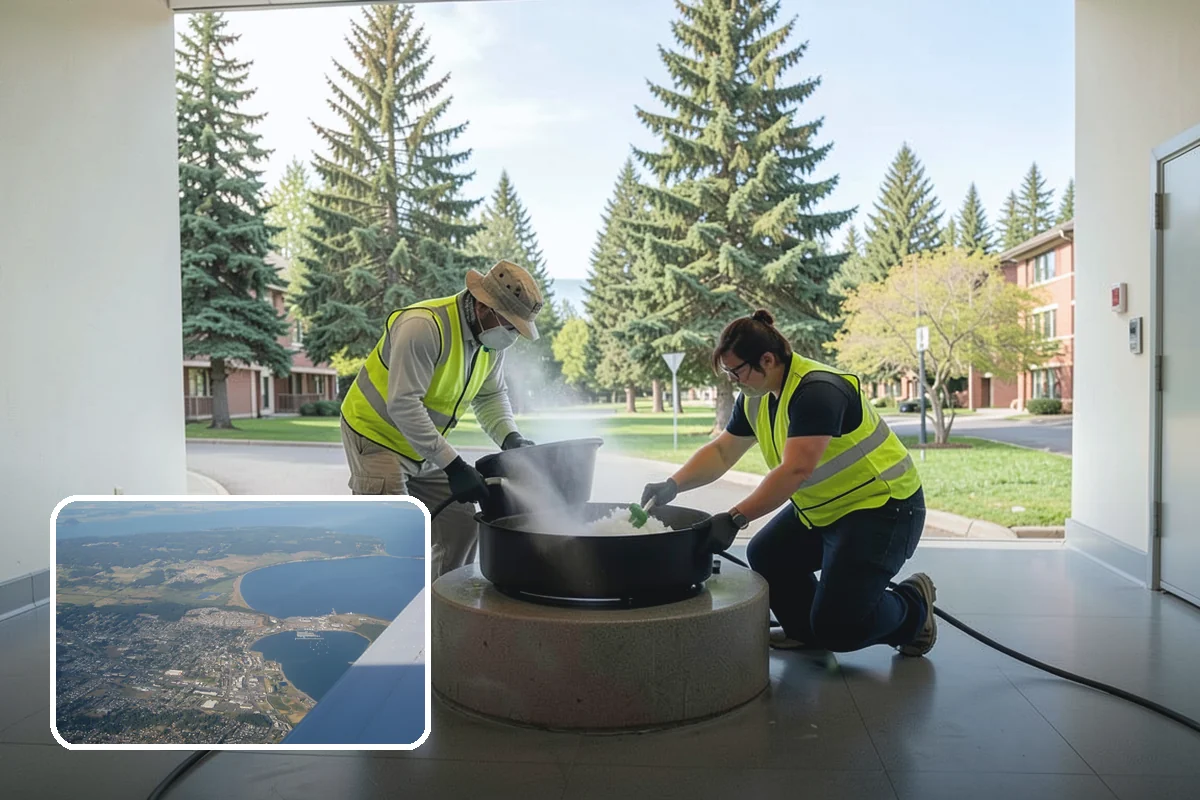 Trash Can Installation in Oak Harbor, Island County, WA - Reduces litter by placing receptacles where the public needs them