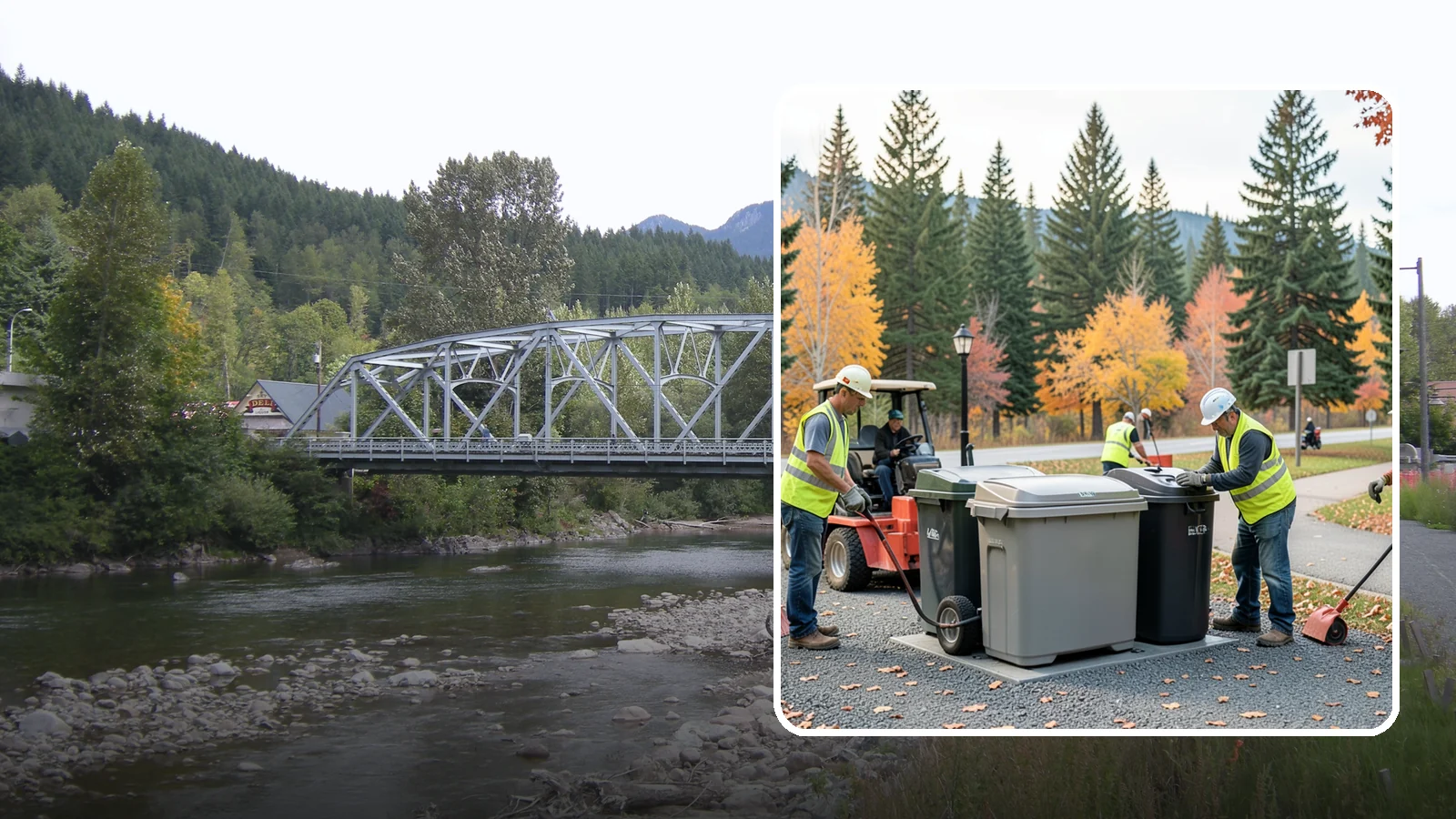Trash Can Installation in Skykomish, King County, WA - We install anchored waste receptacles with animal-resistant lids at parks, trails, and streetscapes.