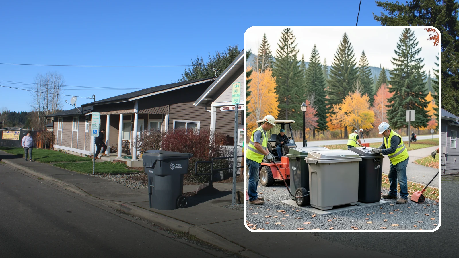 Trash Can Installation in South Prairie, Pierce County, WA - We install anchored waste receptacles with animal-resistant lids at parks, trails, and streetscapes.