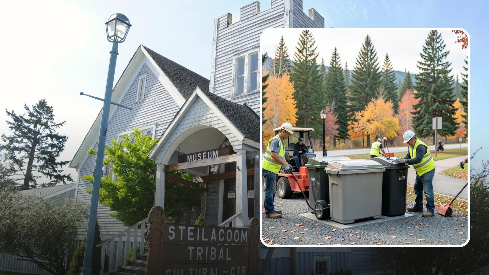 Trash Can Installation in Steilacoom, Pierce County, WA - We install anchored waste receptacles with animal-resistant lids at parks, trails, and streetscapes.