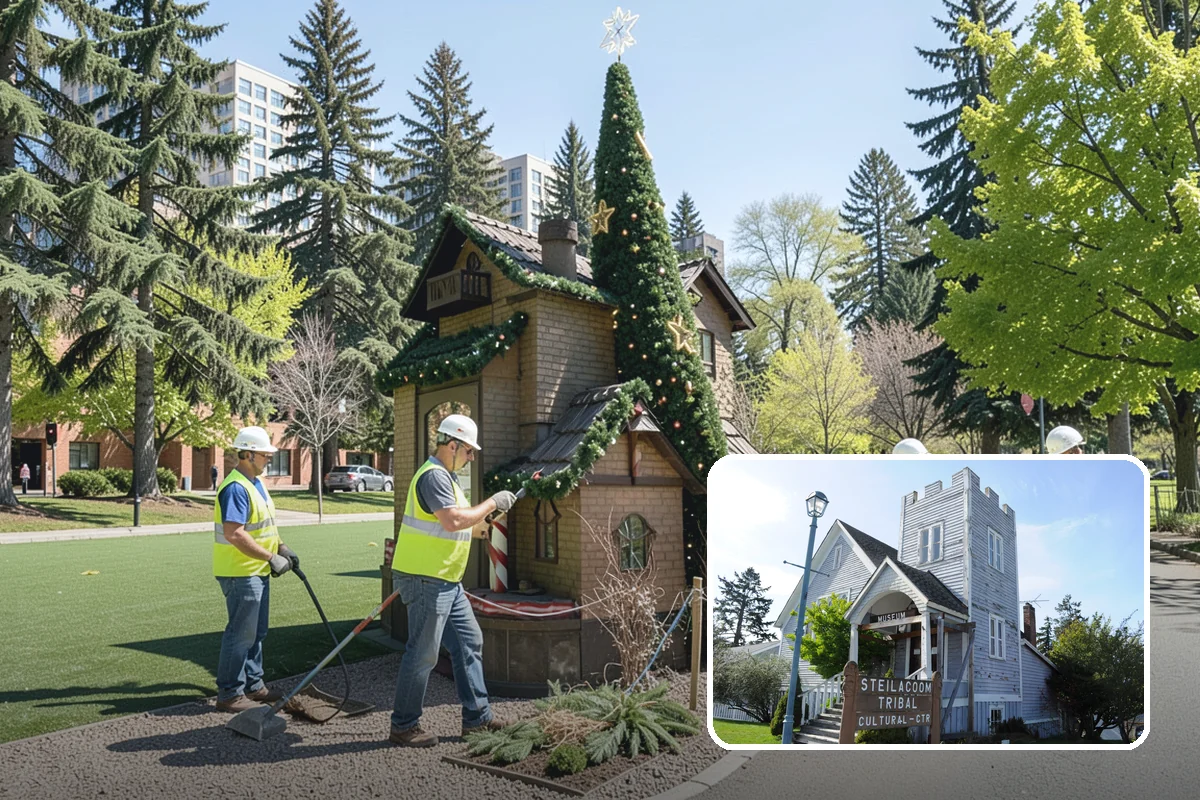 Trash Can Installation in Steilacoom, Pierce County, WA - Reduces litter by placing receptacles where the public needs them