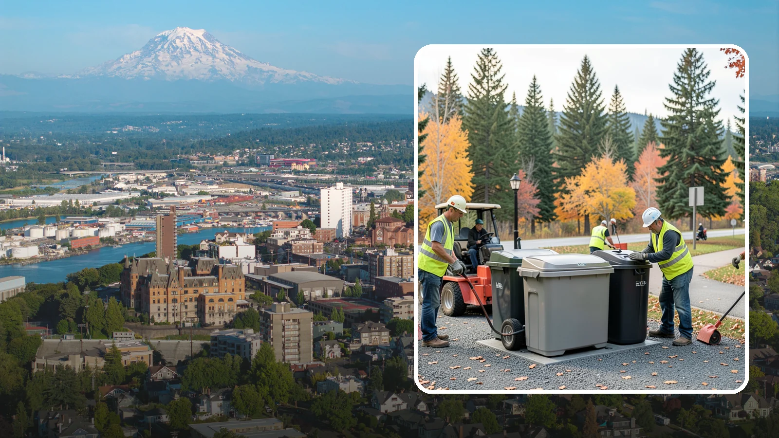 Trash Can Installation in Tacoma, Pierce County, WA - We install anchored waste receptacles with animal-resistant lids at parks, trails, and streetscapes.