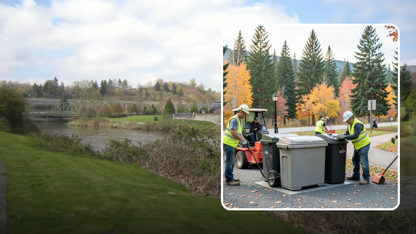 Trash Can Installation in Tukwila, King County, WA - We install anchored waste receptacles with animal-resistant lids at parks, trails, and streetscapes.