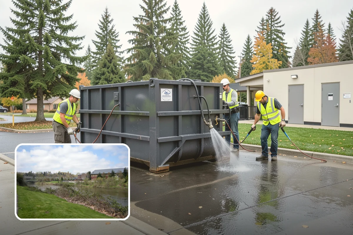 Trash Can Installation in Tukwila, King County, WA - Reduces litter by placing receptacles where the public needs them
