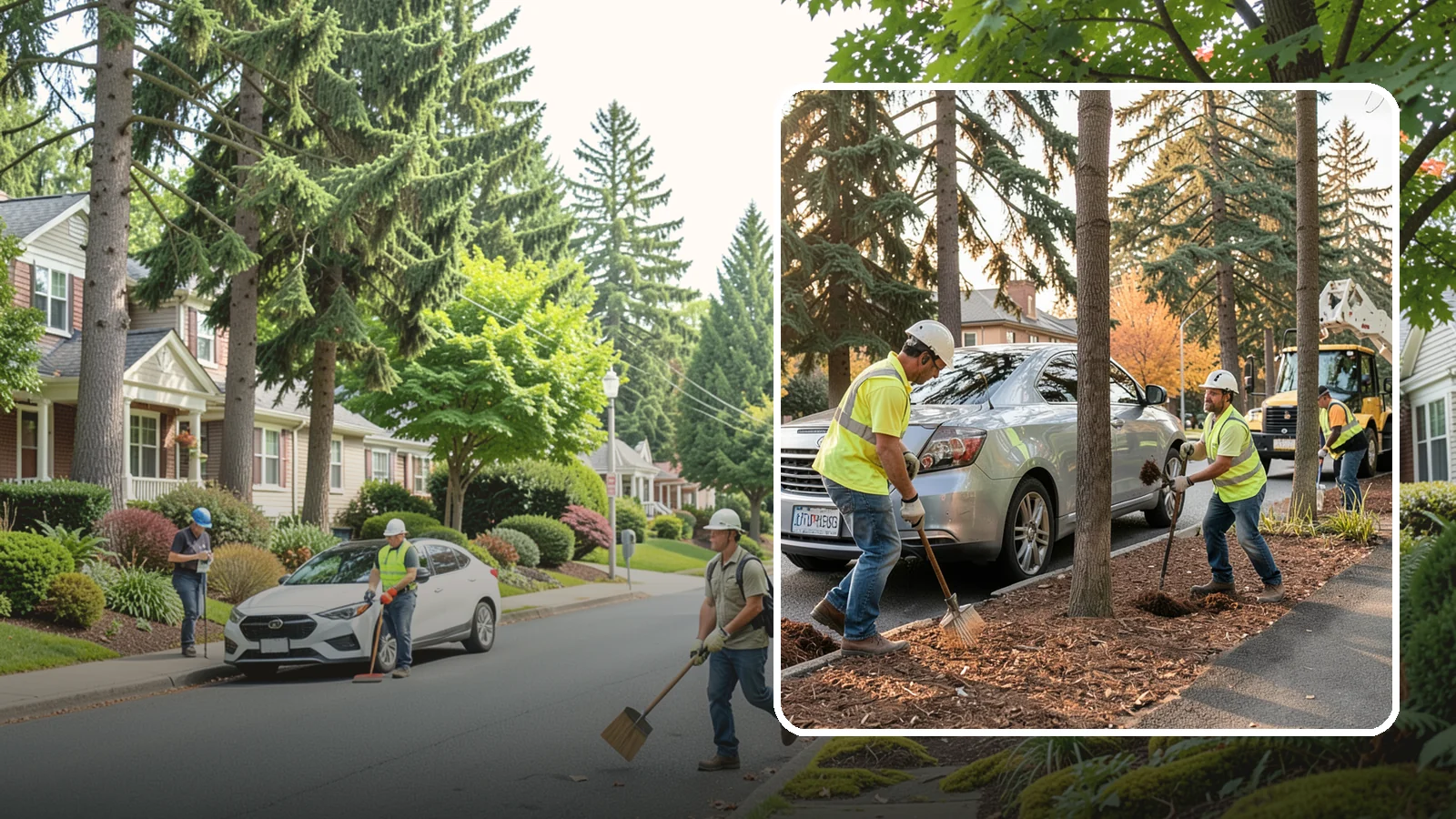Tree Mulching in Beaux Arts Village, King County, WA - Installation and refresh of mulch rings around public trees to conserve moisture, suppress weeds, and protect trunks from...