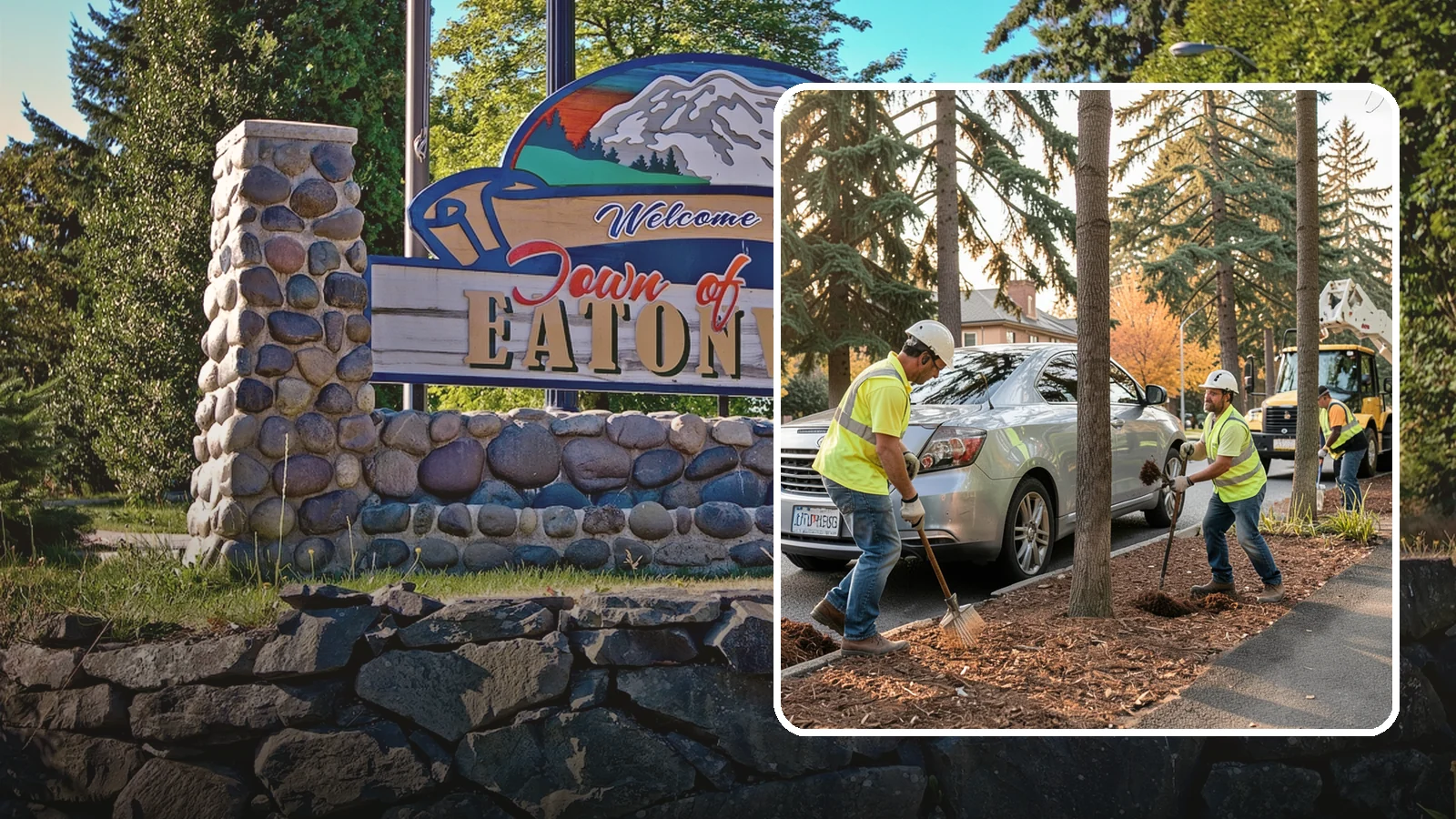 Tree Mulching in Eatonville, Pierce County, WA - Installation and refresh of mulch rings around public trees to conserve moisture, suppress weeds, and protect trunks from...