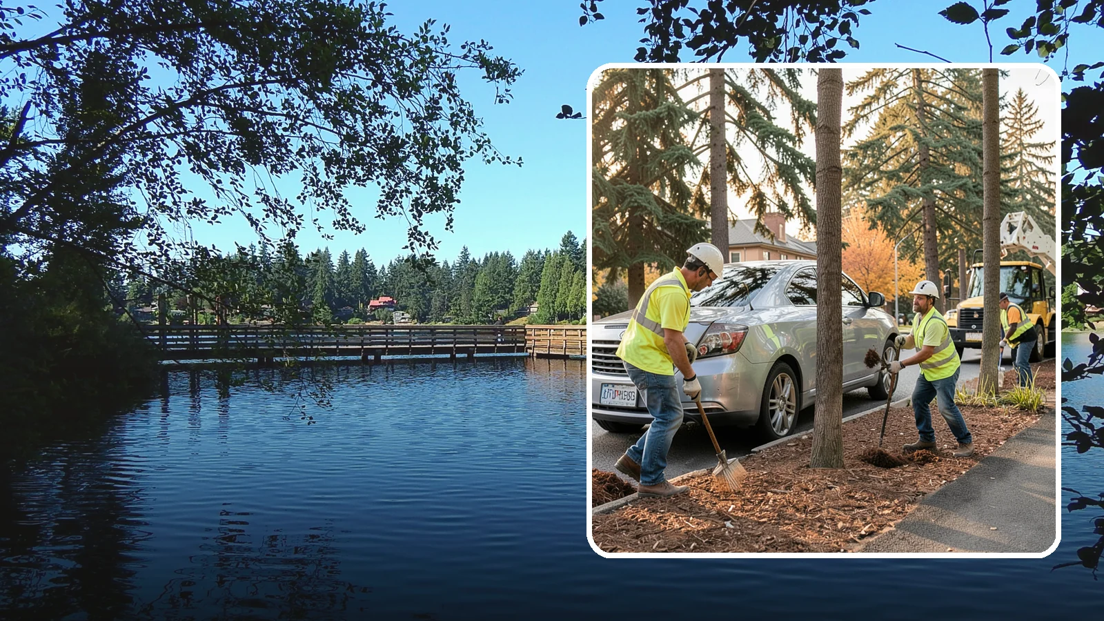 Tree Mulching in Federal Way, King County, WA - Installation and refresh of mulch rings around public trees to conserve moisture, suppress weeds, and protect trunks from...